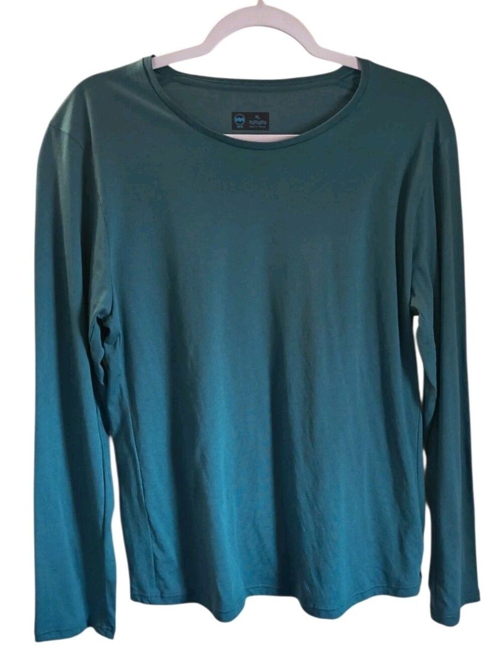 Janji Runterra Shirt Mens XL Teal Supima Running Long Sleeve Crew Neck Tee